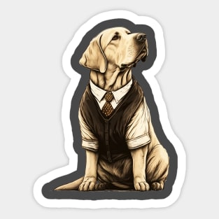 Regal Retriever: A Labrador in Formal Clothing Sticker